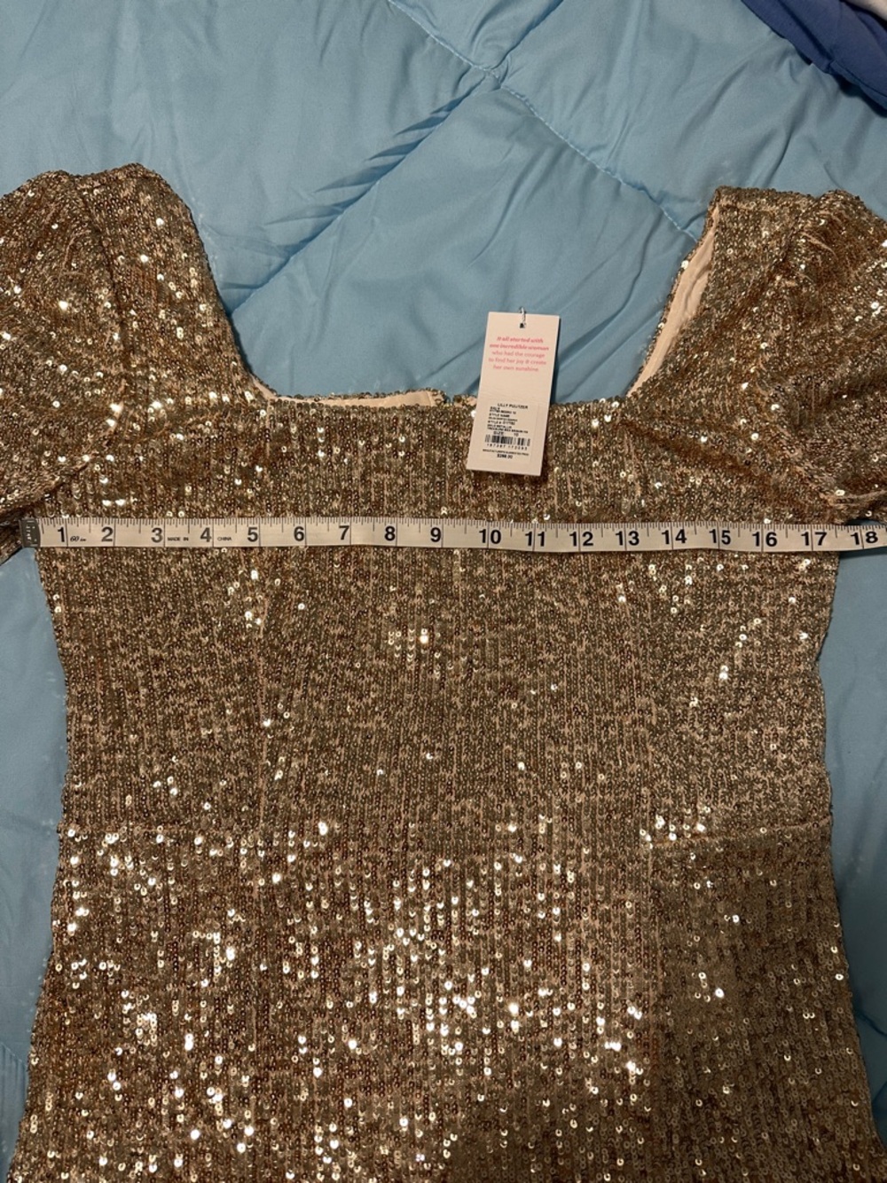 NWT Lilly Pulitzer Zelda skirted romper GOLD knit sequins Size 10 - Picture 5 of 17